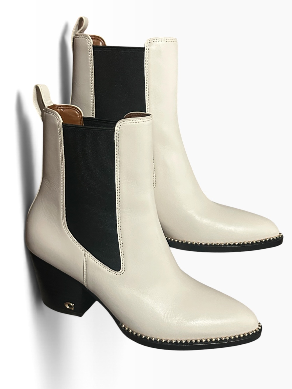 Coach Pierce Chelsea Leather Boots in Chalk 6